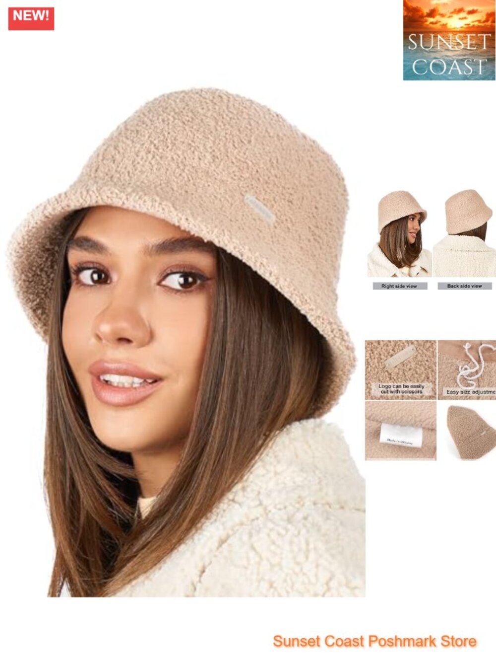 Fuzzy Faux Fur Sherpa Bucket Hat - Winter Fluffy Teddy Hat One Size